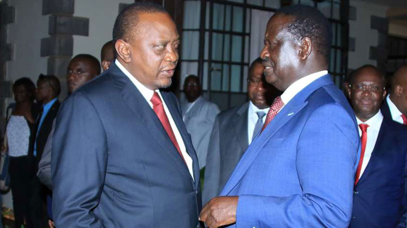 President uhuru Kenyatta with Opposition Leader Raila Odinga