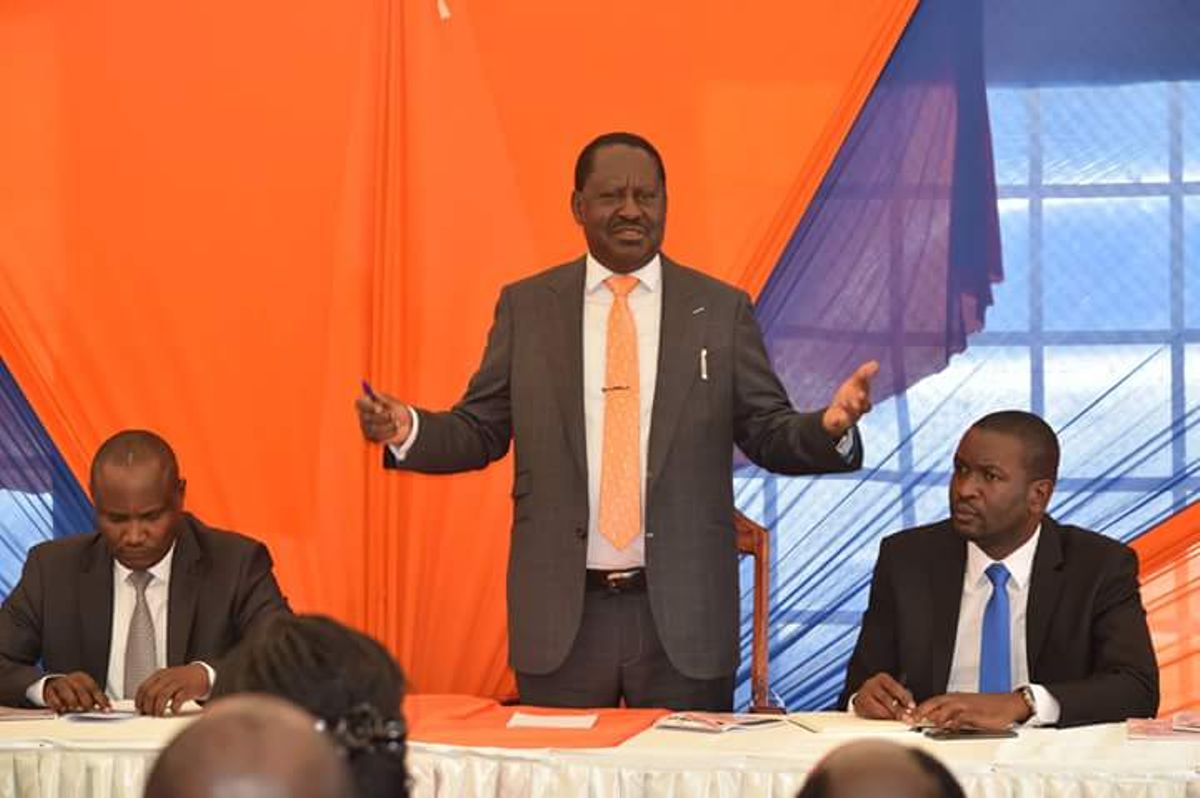 Former Prime Minister Raila Odinga and other ODM Leaders. [Photo: Courtesy]