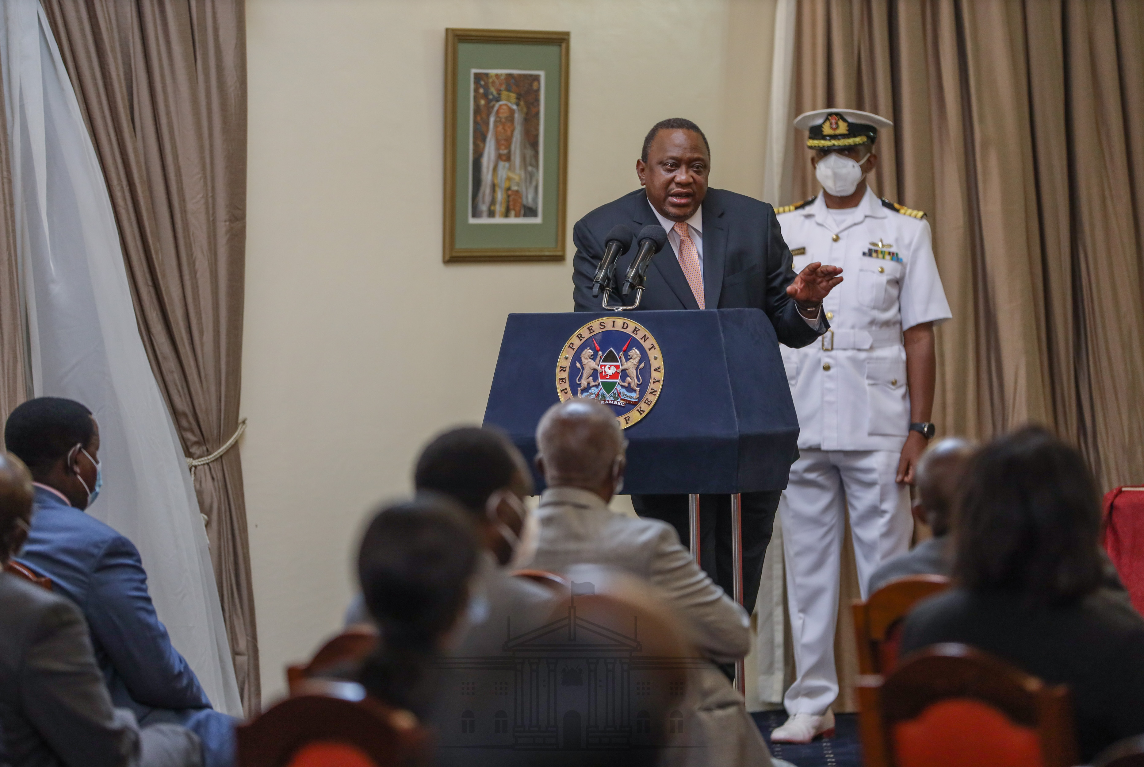 President Uhuru Kenyatta addressing Kissi Leaders at State House, Nairobi. [Photo: PSCU]