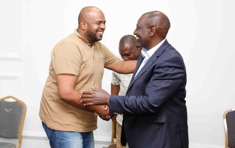 Deputy President William Ruto and Msambweni independent parliamentary candidate Faisal Abdalla Bader. [Photo: DPPS]