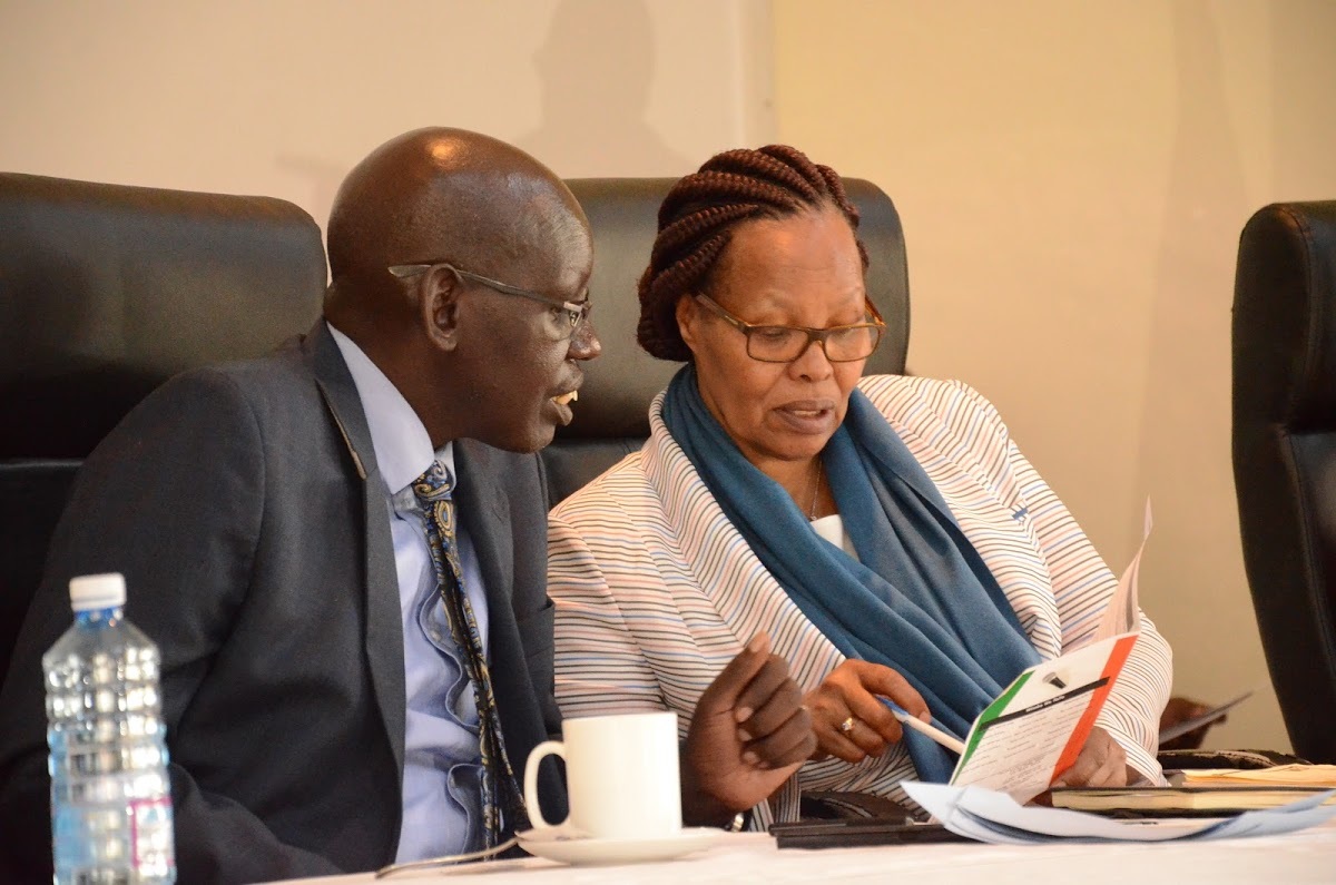 KNEC Boss Mercy Karogo and Ministry of Education PS Belio Kipsang at a past event. [Photo: Courtesy]