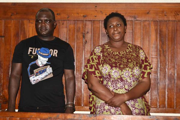 Malindi MP Aisha Jumwa and her aide Geoffrey Otieno