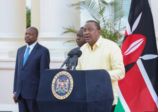 President Uhuru Kenyatta and CS Mutahi Kagwe addressing the nation previously 