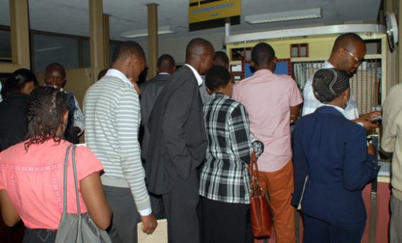 People queuing at the Helb office