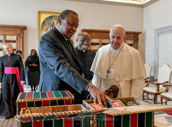 President Uhuru Kenyatta meets Pope Francis at Vatican Palace 