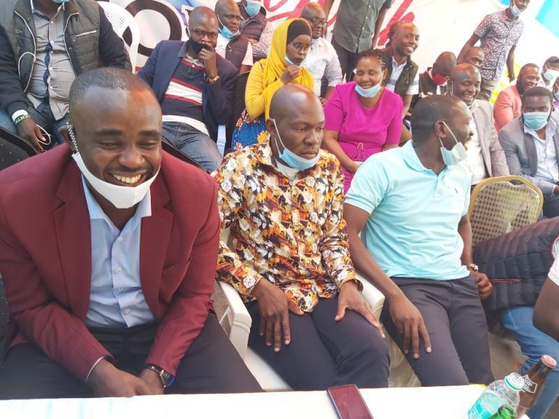 Senator Cleophas Malala, Saboti MP Caleb AMisi and ODM Secretary General Edwin Sifuna at a past event. [Photo: Courtesy]