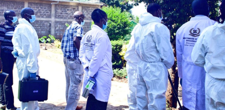 DCI detectives at the crime scene in Kiambu County 