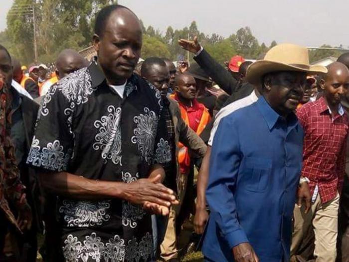 Governor Okoth Obado and ODM leader Raila Odinga
