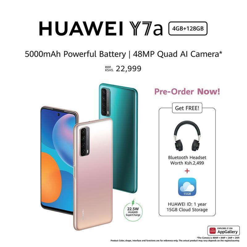 Huawei Y7a is officially on Pre-order in all retail stores in Kenya 