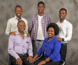 Edwin Abonyo with his wife Joyce Laboso and their children