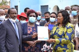 Kalonzo Musyoka with Agnes Kavindu. 