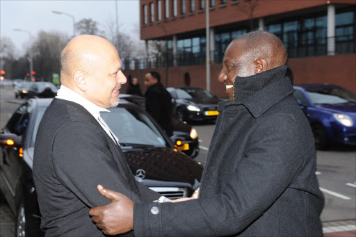 File Image of Deputy President William Ruto and defence lawyer Karim Khan at the ICC in the Netherlands.