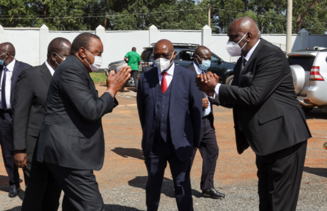 President Uhuru Kenyatta arrives at Gusii Stadium in Kisii County. 