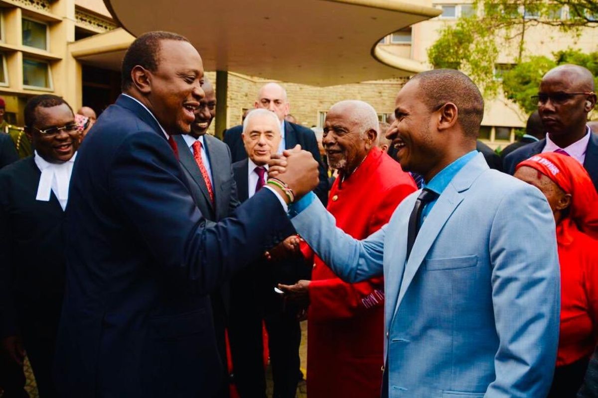 File Image of President Uhuru Kenyatta and Embakasi East MP Babu Owino