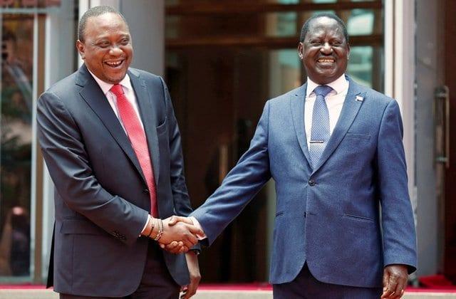 President Uhuru Kenyatta with ODM leader Raila Odinga. 