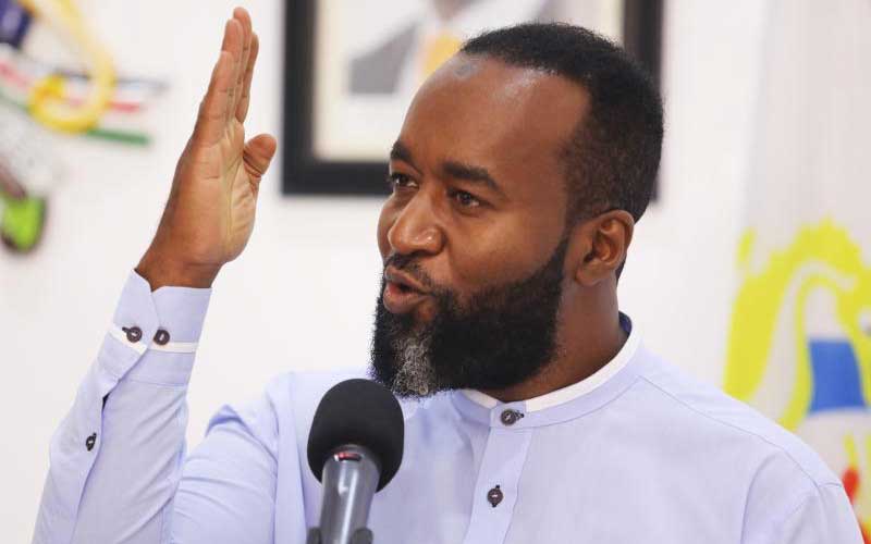 Mombasa Governor Ali Hassan Joho addresses the media during a past briefing. |Photo| Courtesy|