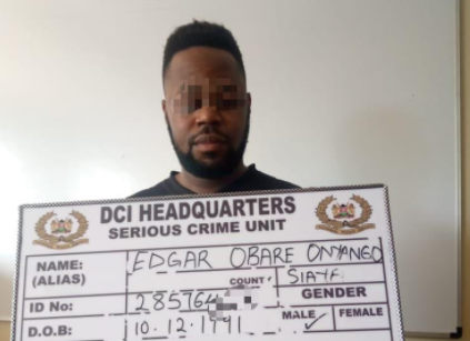 Edgar Obare after being arrested by DCI 