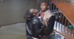Screengrab from CCTV footage showing Velvine Nungari and Joseph Murimi.