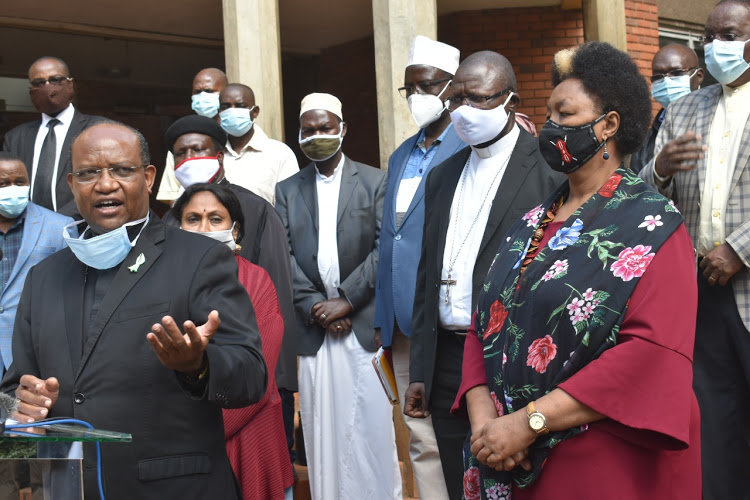 File image of Interfaith Council Chairman Archbishop Anthony Muheria and members of the council. 