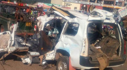 Wreckage of a probox involved in an accident in Kisii. |Photo| Courtesy|
