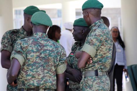 National Youth Service (NYS) Officers at Coronavirus isolation and treatment facility in Mbagathi District Hospital on Friday, March 6, 2020. |Courtesy| Kenyans.co.ke|