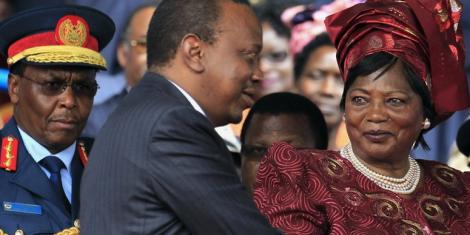 File image of President Uhuru Kenyatta and former first lady Mama Ngina Kenyatta. |Photo| Courtesy|