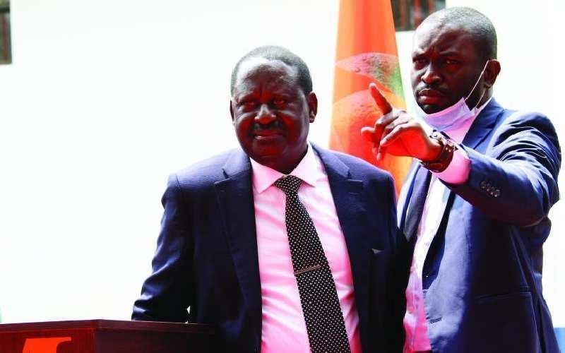 ODM Leader Raila Odinga and Secretary General Edwin Sifuna. |Photo| Courtesy|