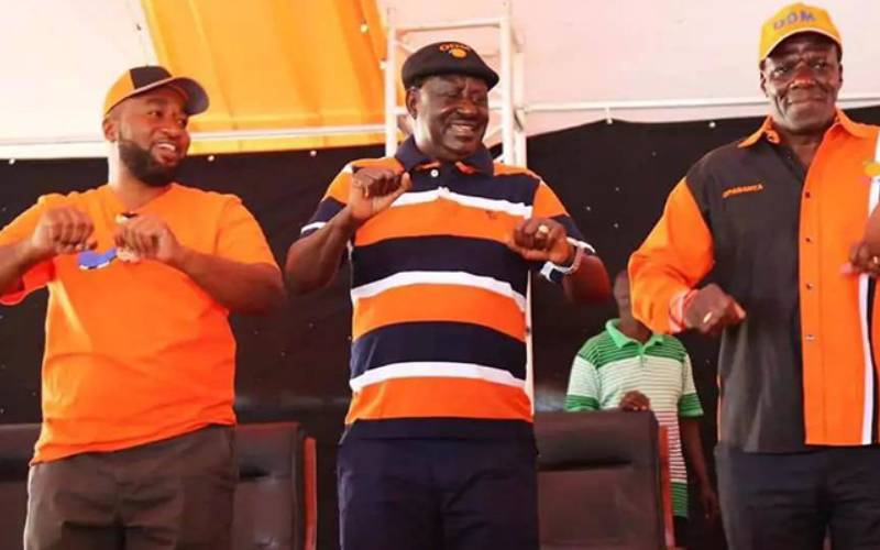 From Left: Mombasa Governor Hassan Joho, ODM Leader Raila Odinga and Kakamega Governor Wycliffe Oparanya. |Photo| Courtesy|