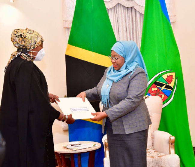 President Samia Suluhu with CS Amina Mohammed