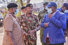 File image of Interior CS Fred Matiang'i and Rift Valley Regional Commander George Natembeya (center). |Photo| Courtesy|