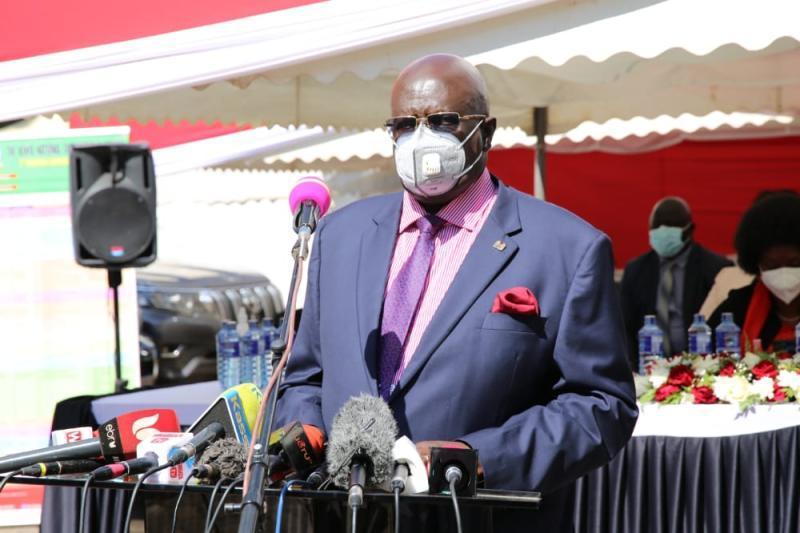 Education Cabinet Secretary George Magoha announces the 2020 KCPE Exam results at Mtihani House in Nairobi on April 15, 2021. Courtesy| Twitter|