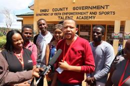 Ex-Tahidi High actor Dennis Mugo alias OJ at the Embu County Government offices. |Photo| Courtesy|
