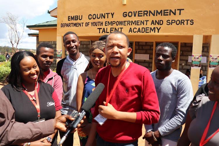 Ex-Tahidi High actor Dennis Mugo alias OJ at the Embu County Government offices. |Photo| Courtesy|