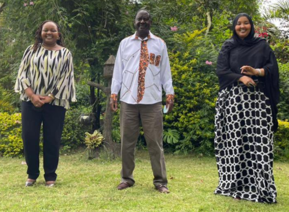 Governor Anne Waiguru, ODM Leader Raila Odinga and Woman Rep Fatma Gedi
