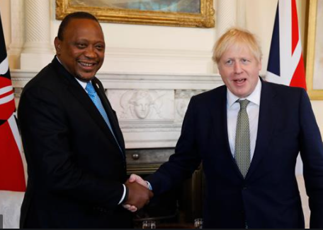 File Image of President Uhuru Kenyatta and UK Prime Minister Boris Johnson (Courtesy) 