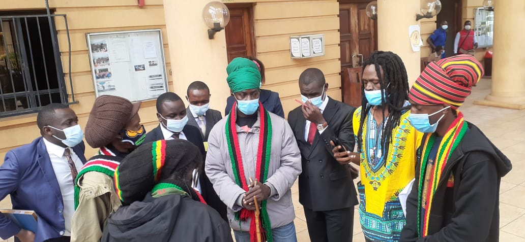 Rastafari Society of Kenya members at the Milimani Law Courts after filing a petition to have the use of marijuana legalised in Kenya. |Photo| Courtesy|