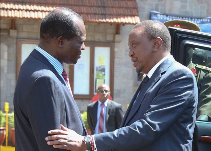 File Image of President Uhuru Kenyatta and Jubilee Secretary-General Raphael Tuju