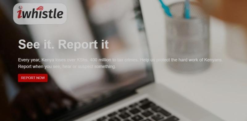 A screengrab of the KRA I-Whistle online portal. |Photo| Courtesy|