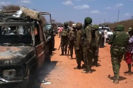 File image of a Kenyan Police vehicle hit by an Al Shabaab IED. |Photo| Courtesy|