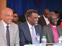 EACC CEO Twalib Mbarak, DPP Noordin Haji and EACC chairperson Bishop Eliud Wabukala