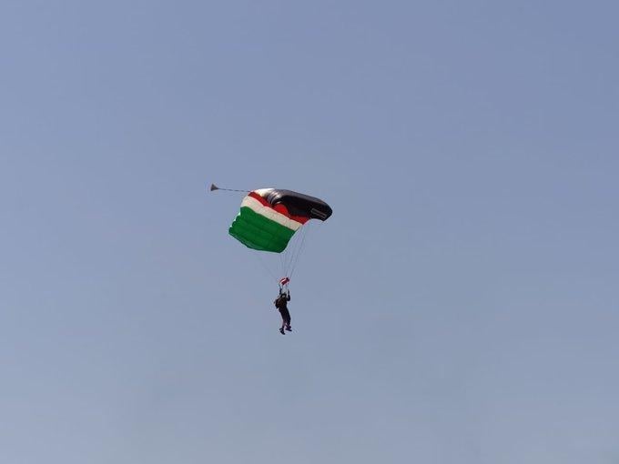 Paratrooper landing in JKI Stadium in Kisumu