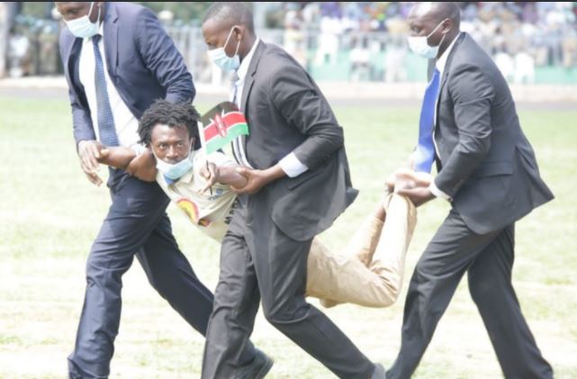 Security Officers Stop Man Attempting to Get To Podium During Uhuru's Speech