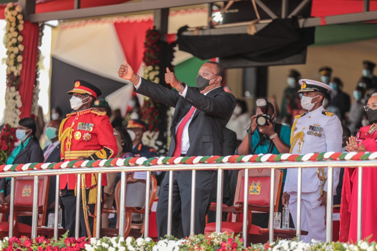 President Uhuru Kenyatta at the Madaraka Day celebrations in Kisumu on June 1, 2021. |Photo| Courtesy|