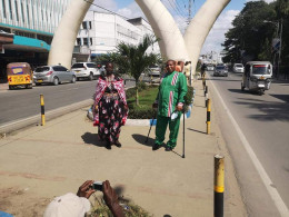 File image of MP David ole Sankok and his mother at Moi Avenue, Mombasa. |Courtesy| Facebook|