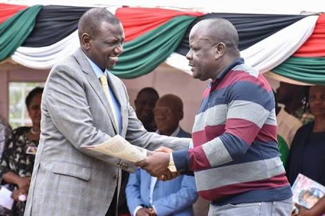 File image of President William Ruto and Former Mumis East MP Benjamin Washiali. PHOTO/COURTESY