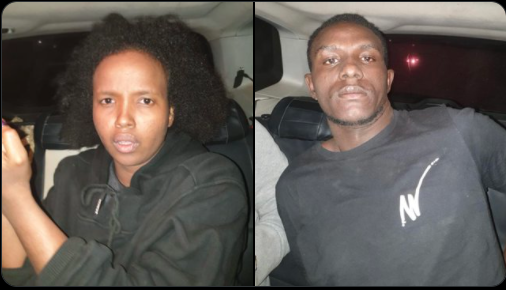Hafsa Abdi and Jackson Njogu, the main suspects in the kidnapping of Eastleigh businesswoman, Hafsa Mohamed Lukman.
