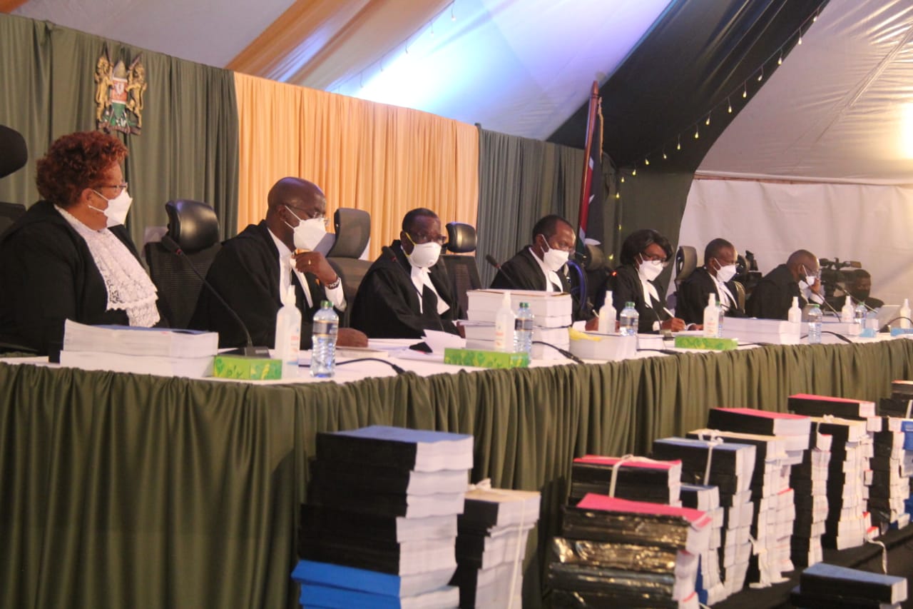 The 7-Judge Court of Appeal bench listening to the BBI Appeal. 