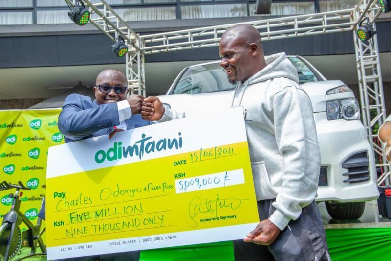 File Image of Charles Odongo popularly known as #UgaliMan and Odibets General manager Dedan Mungai.