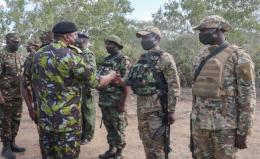 President Uhuru Kenyatta visit Kenyan security officers undertaking a joint operational training in Boni Forest, Lamu County. 