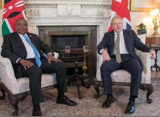 File image of UK Prime Minister Boris Johnson and President Uhuru Kenyatta. [Photo: Courtesy]